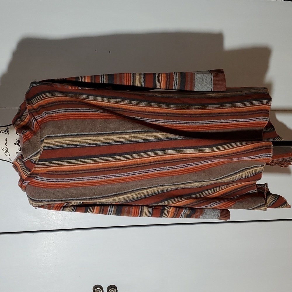 Womens Multi-Color Neutral Bohemian Wrap Cardigan Knit Kimono Stripes Sz.OS - Picture 7 of 9